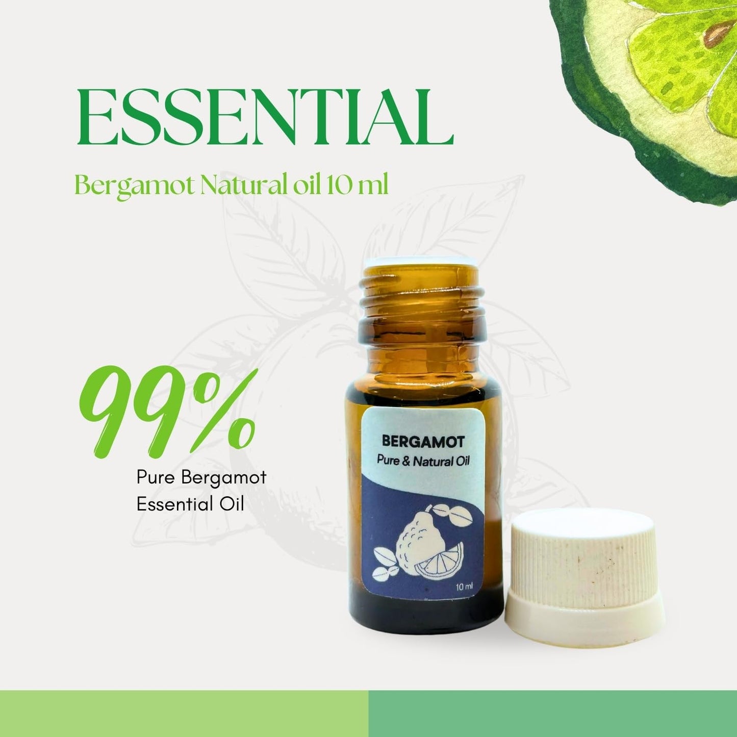 Roots & Above Bergamot Essential Oil 10ml — Pure & Natural for Aroma, Skin & Hair Care