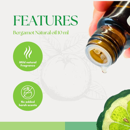 Roots & Above Bergamot Essential Oil 10ml — Pure & Natural for Aroma, Skin & Hair Care