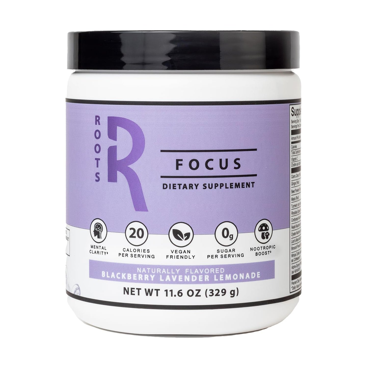 Silver Star Nutrition Roots Focus Nootropic Brain Supplement – BlackBerry Lavender Lemonade | 50 Servings