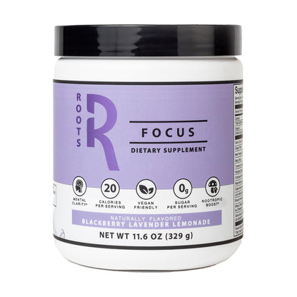 Silver Star Nutrition Roots Focus Nootropic Brain Supplement – BlackBerry Lavender Lemonade | 50 Servings