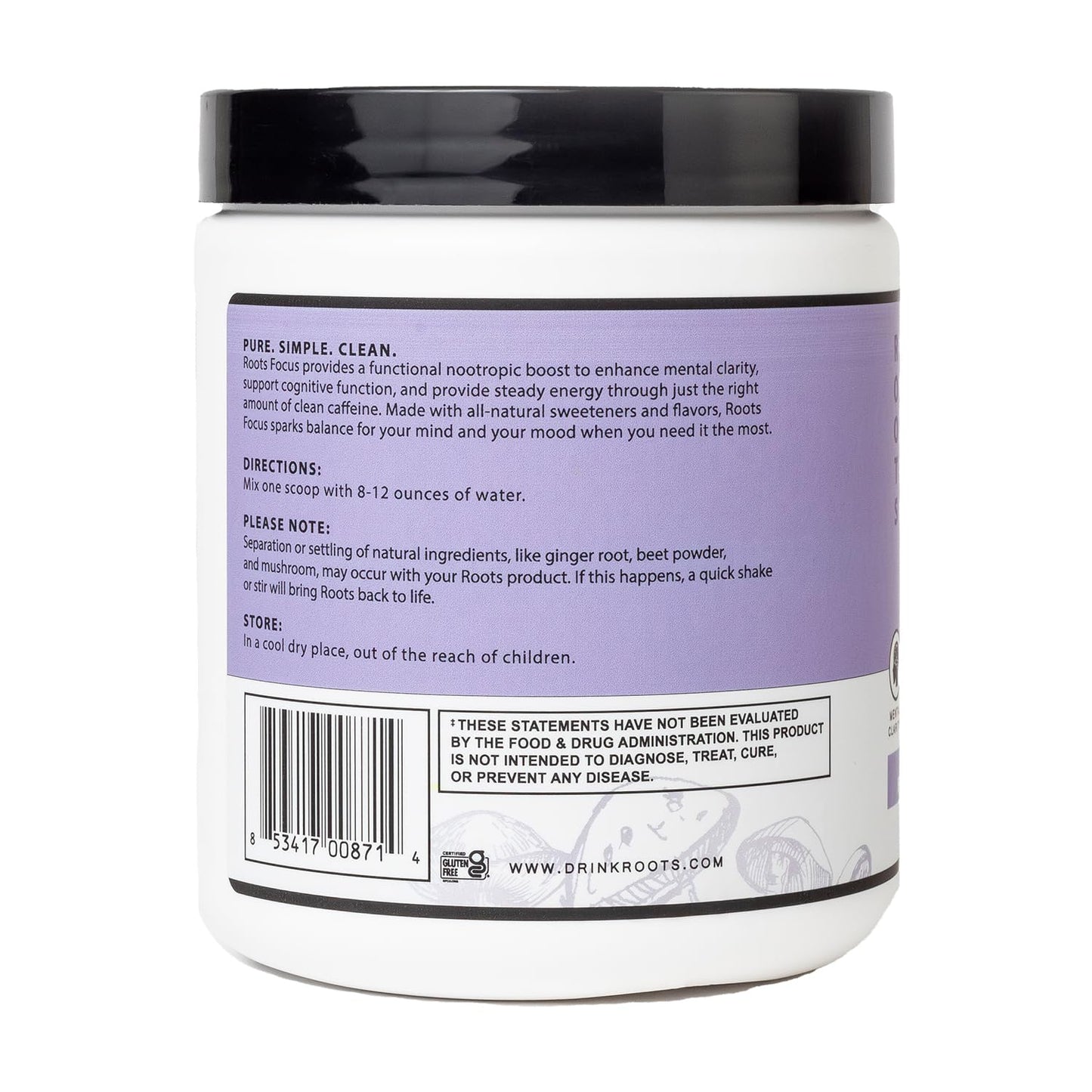 Silver Star Nutrition Roots Focus Nootropic Brain Supplement – BlackBerry Lavender Lemonade | 50 Servings
