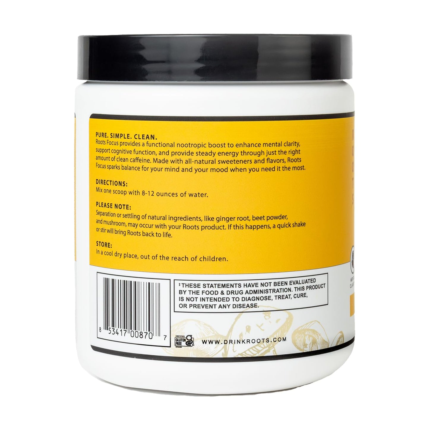 Roots Focus Nootropic Brain Supplement - Spicy Pineapple (50 Servings) | Silver Star Nutrition