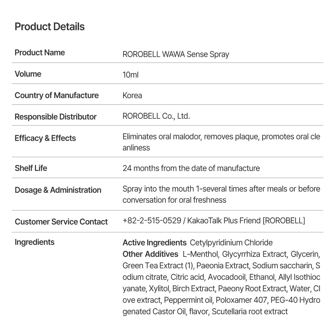 ROROBELL Wawa Sense Spray — Oral Care Mouth Freshener (3 x 1/3 oz)