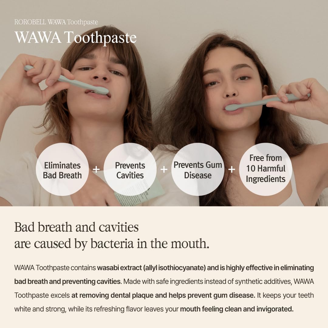 ROROBELL Wawa Toothpaste with Wasabi & Peppermint – Sensitive Teeth & Gum Health | 3.53 fl oz (Pack of 1)