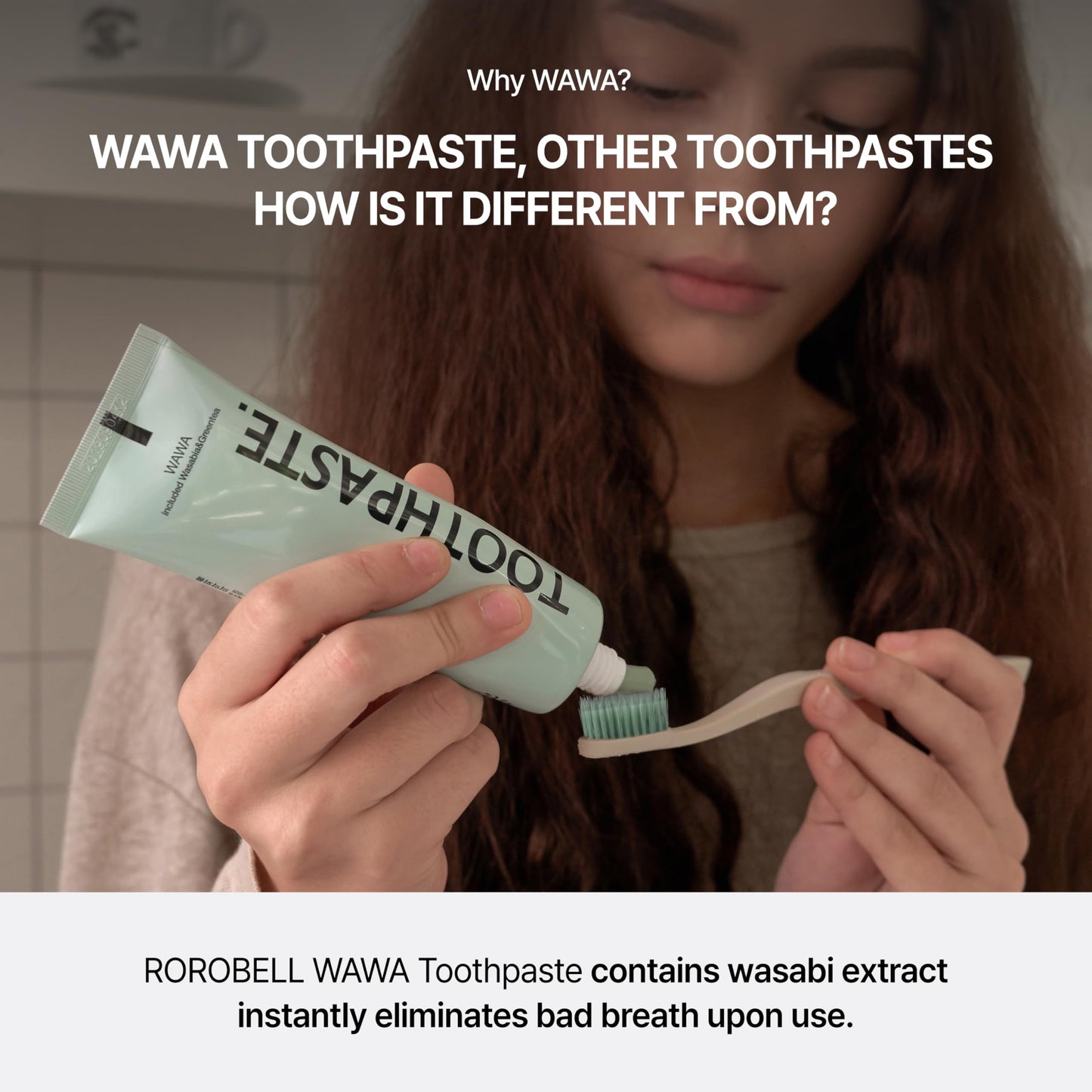 ROROBELL Wawa Toothpaste Made for My Boyfriend's Bad Breath, Sensitive Teeth, Improvement of Gum Problems/Peppermint Flavor/Made with Wasabi I 3.53 fl.oz (Pack of 3)
