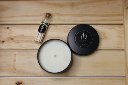 Rosbas Palo Santo Candle | Natural Soy Wax, 6 oz, Black Tin, Handmade in USA