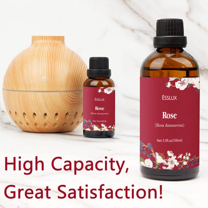 Rose Essential Oil 100ml – ESSLUX Aromatherapy for Diffuser, Massage, Candles