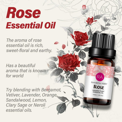 Rose Essential Oil 10ml – Pure Organic Bulgarian Rose for Diffuser