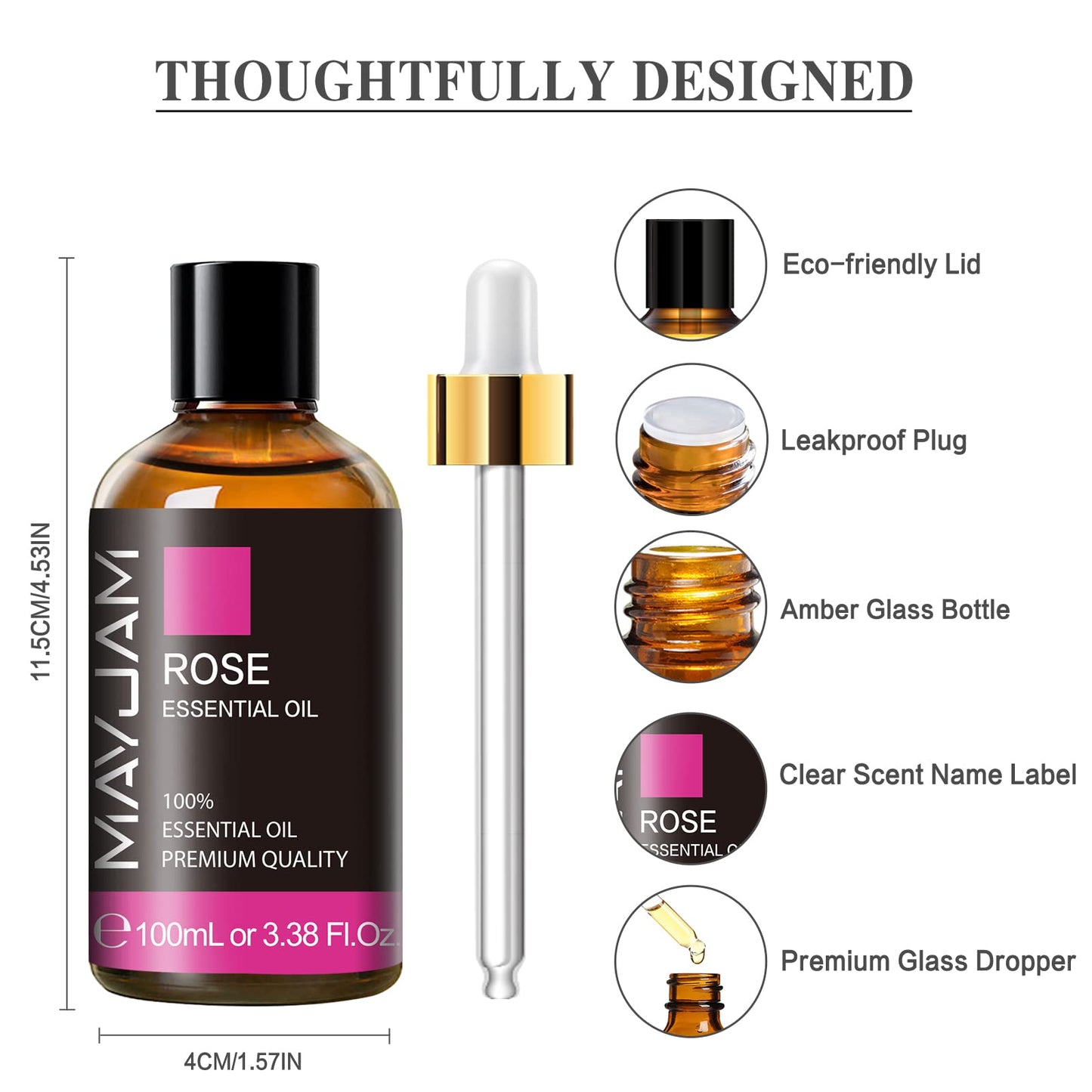 Rose Essential Oil 3.38oz – MAYJAM Premium for Diffusers & DIY