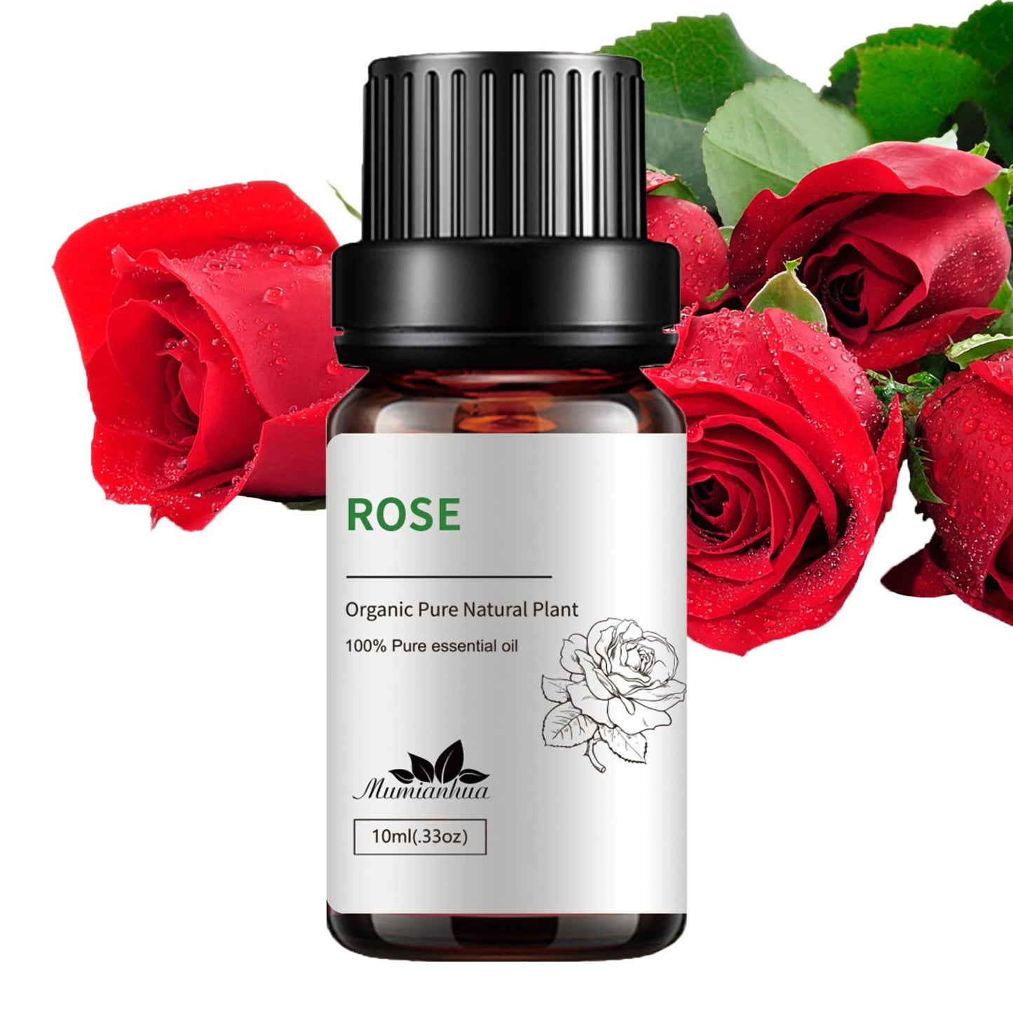 Rose Essential Oil - 100% Pure & Natural (0.33 fl oz / 10ml) | Aromatherapy, Skincare & Haircare | Mumianhua