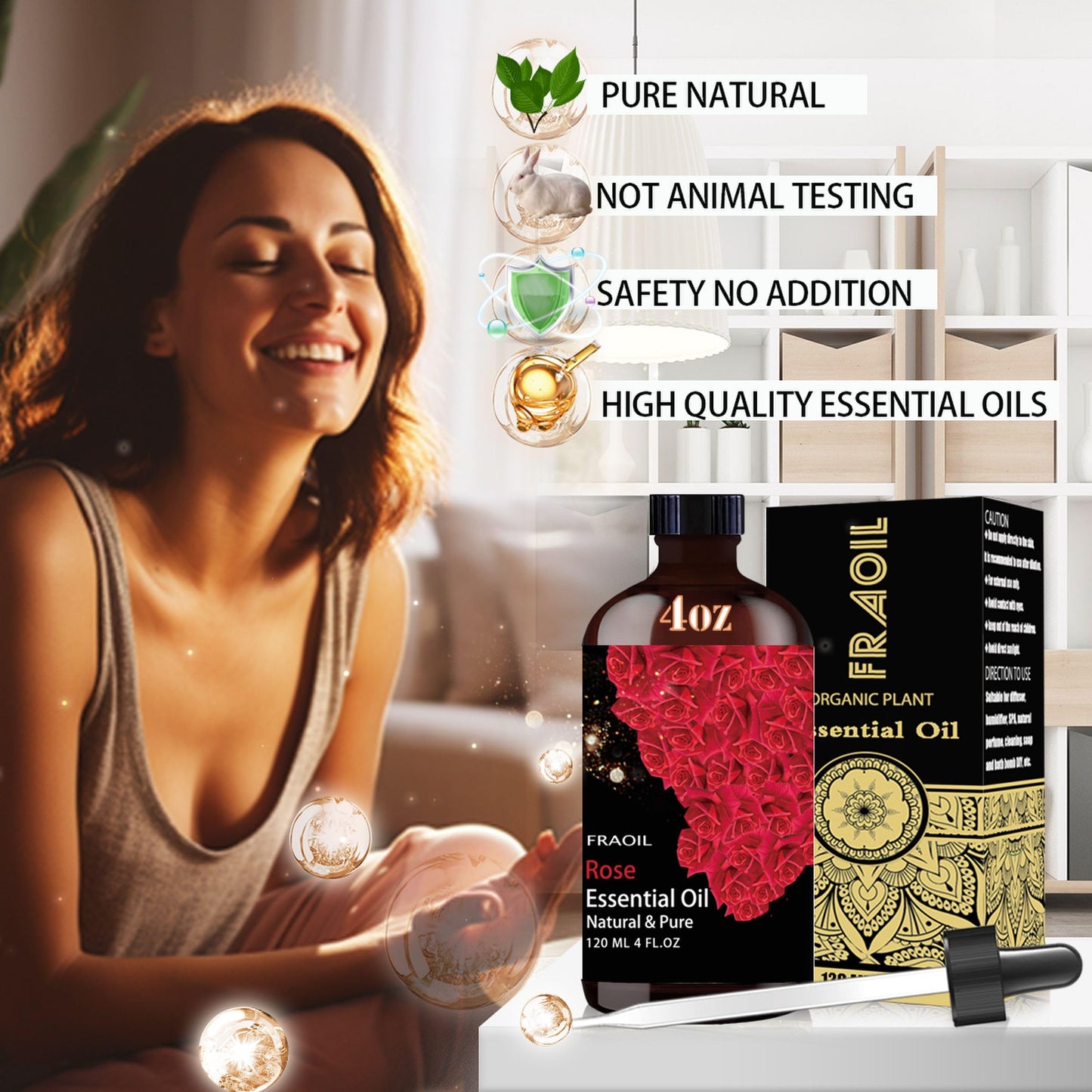 Rose Essential Oil 4 oz (120 ml) for Diffuser & DIY – FRAOIL