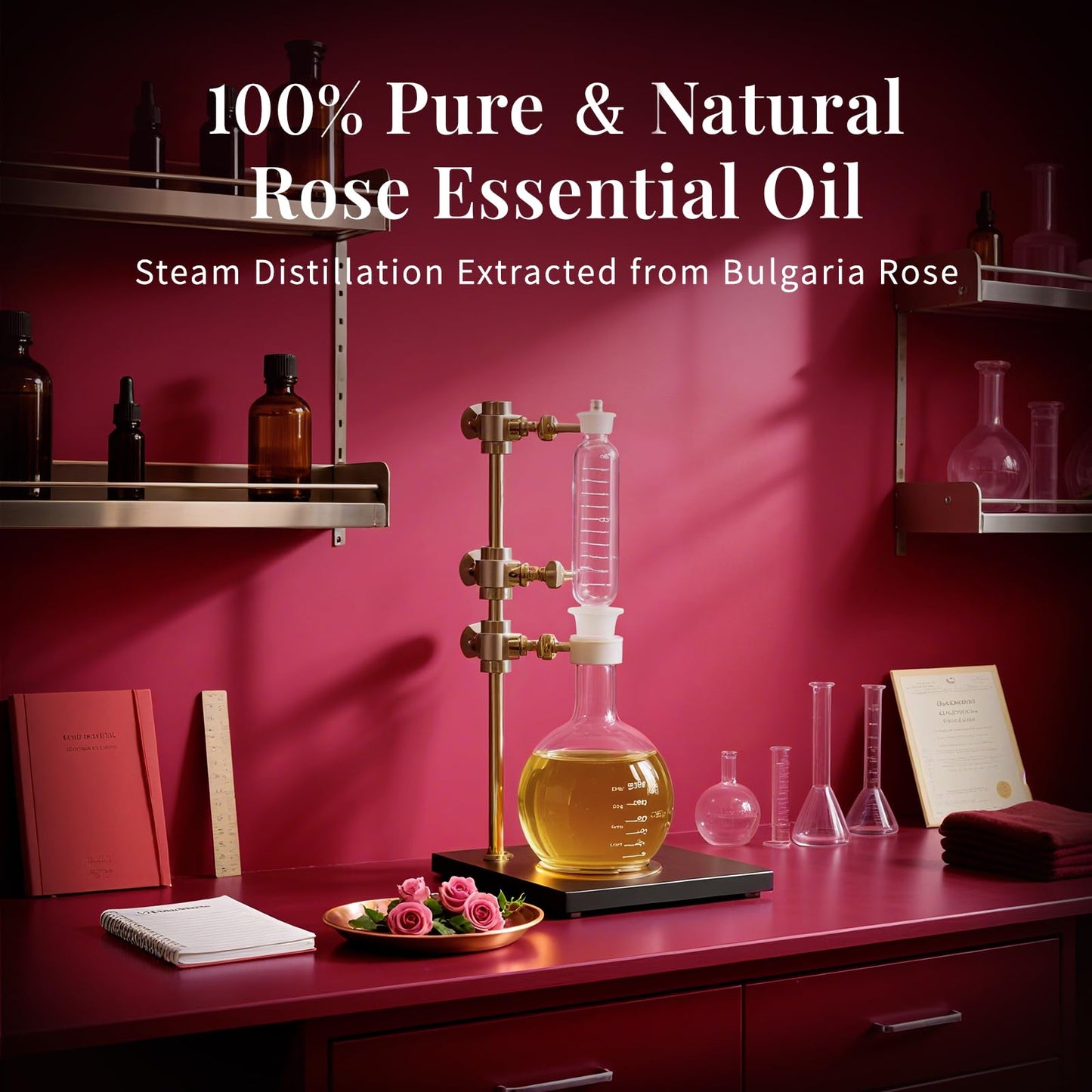 SU JUABA Rose Essential Oil - 4oz (118ml) Pure for Face, Skin & Hair