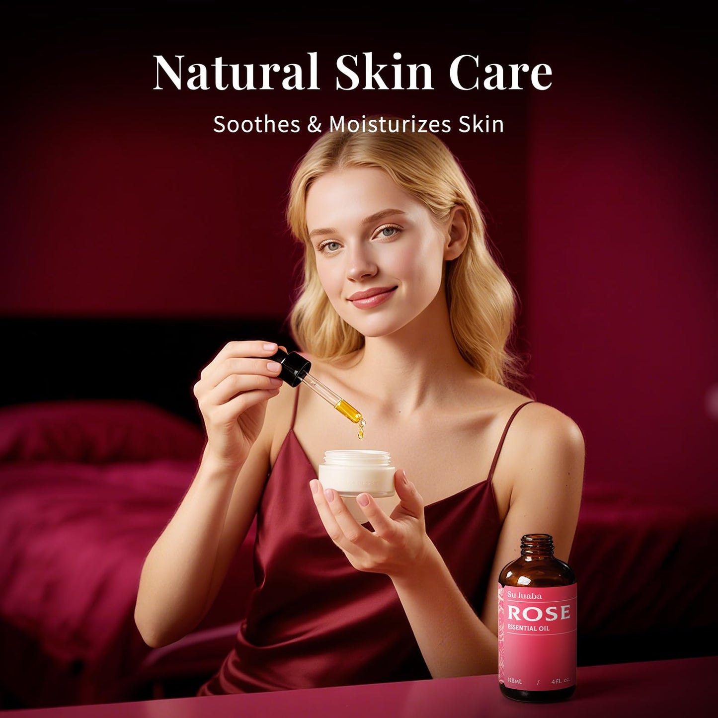 SU JUABA Rose Essential Oil - 4oz (118ml) Pure for Face, Skin & Hair