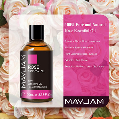 Rose Essential Oil 3.38oz – MAYJAM Premium for Diffusers & DIY