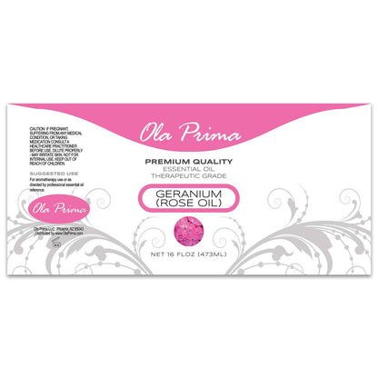Ola Prima Rose Geranium Essential Oil - 16oz Therapeutic Grade for Aromatherapy, Skincare & Relaxation