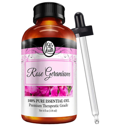 Oil of Youth Rose Geranium Essential Oil 4 oz – Pure Therapeutic Grade for Skin & Diffuser