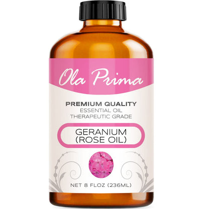 Ola Prima Oils 8oz Rose Geranium Essential Oil - Therapeutic Grade
