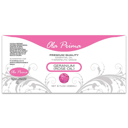 Ola Prima Oils 8oz Rose Geranium Essential Oil - Therapeutic Grade