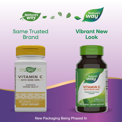 Nature's Way Vitamin C with Rose Hips - 1000 mg Immune Support (2-Pack)