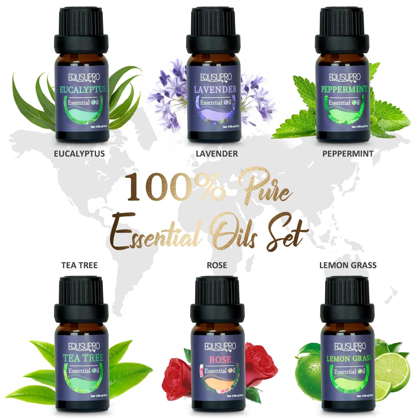 Oil Diffuser with Essential Oils Set – 150ml, 7-Color Night Light, Auto Shut-Off