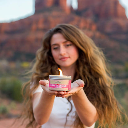 Rose Smudge Candle (6oz) – Love, Healing & Protection | Sage & Essential Oils | USA Made