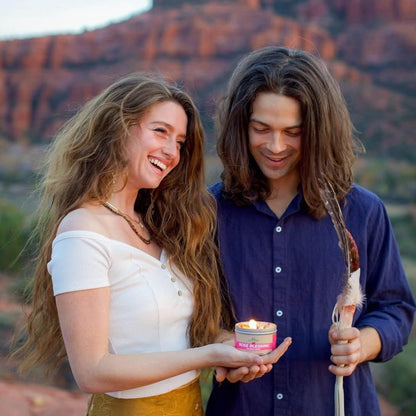 Rose Smudge Candle (6oz) – Love, Healing & Protection | Sage & Essential Oils | USA Made