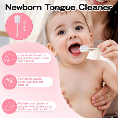 RoseFish 50Pcs Baby Tongue Cleaners (0-36 Months) – Disposable, No Glue