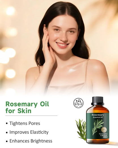 Rosemary Essential Oil Pure Mumianhua – Natural Rosemary Oil for Diffuser, Aromatherapy, Skincare, Hair & Soap Making | 3.38 Fl Oz