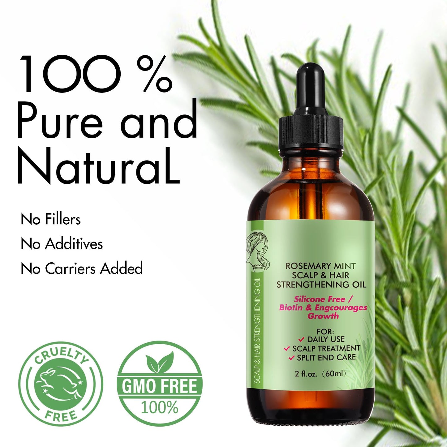 Rosemary Oil for Hair Growth - Pure Rosemary Essential Oil for Scalp Nourishment