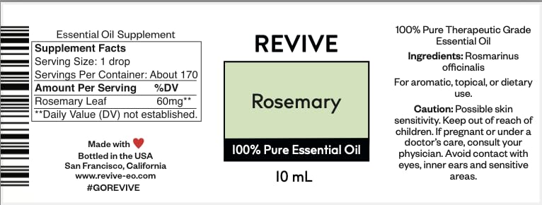 Rosemary Essential Oil by Revive – 100% Pure Therapeutic Grade for Diffuser & Aromatherapy