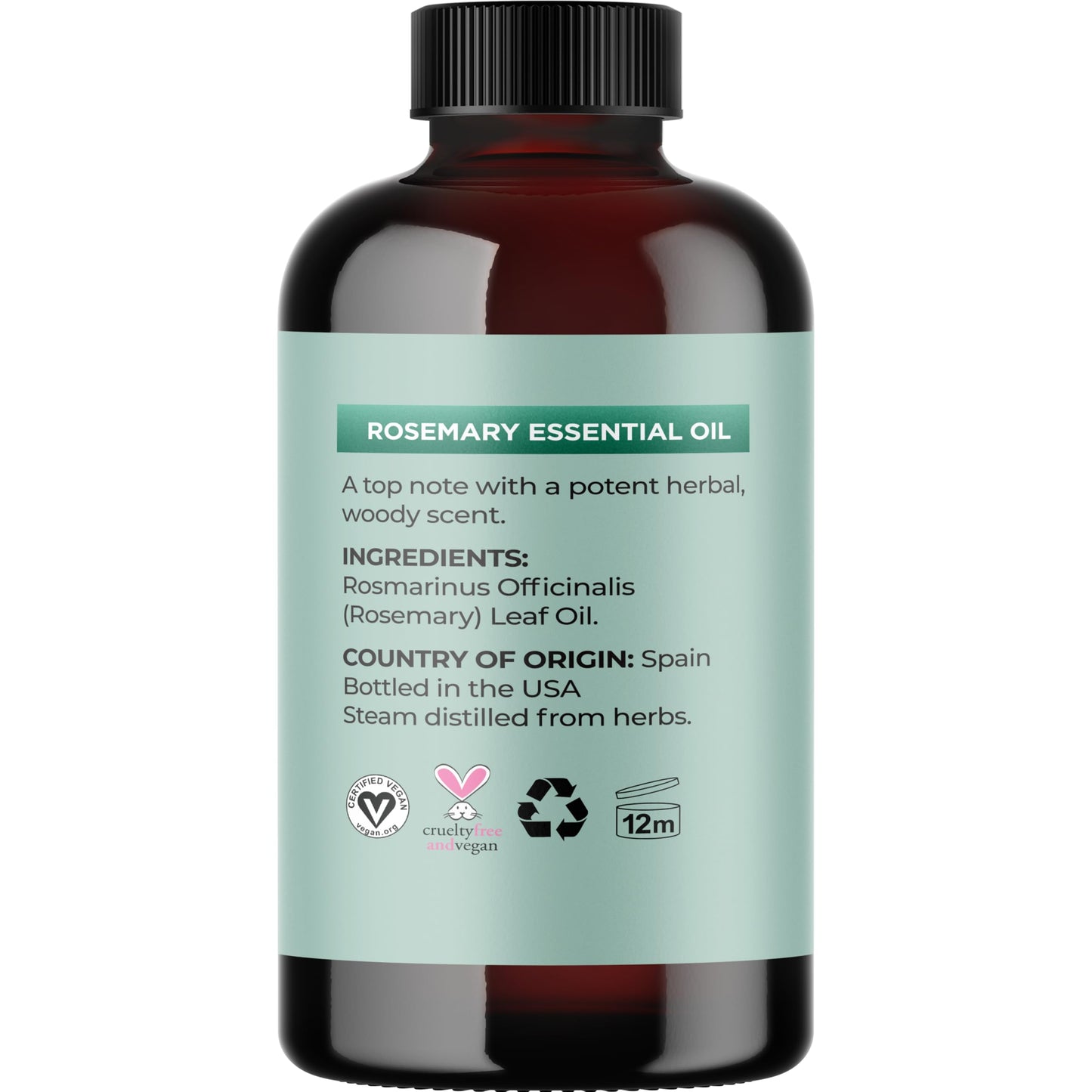 Pure Rosemary Essential Oil with Dropper - Undiluted 4oz for Hair, Skin & Nails