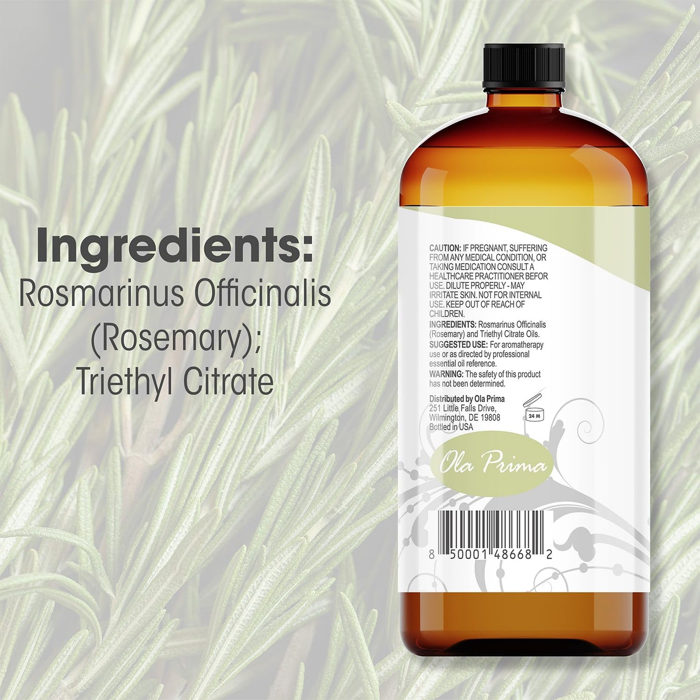 Ola Prima Rosemary Essential Oil (16oz Bulk) – Aromatherapy, Hair Growth, Mood Booster