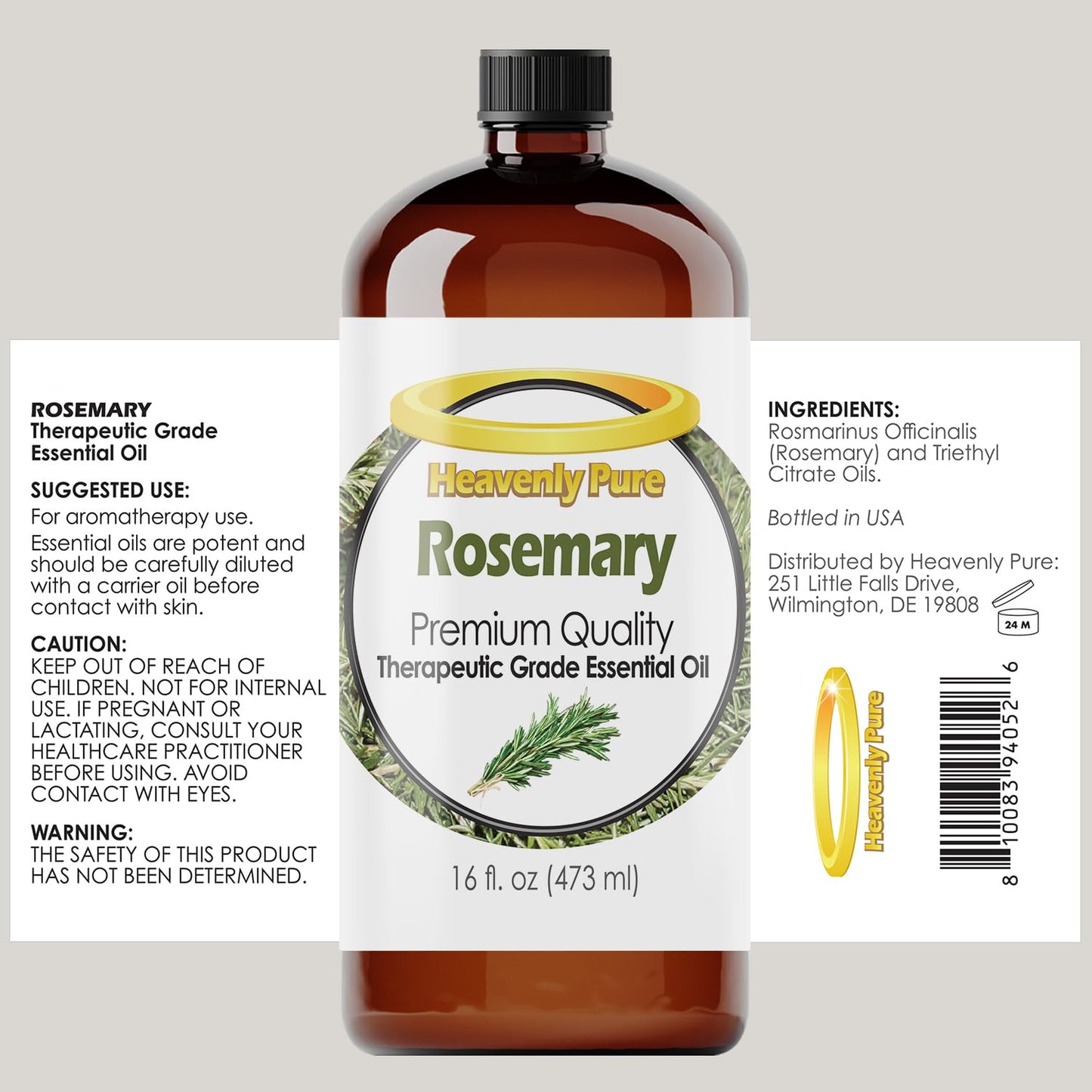 Heavenly Pure Rosemary Essential Oil 16 oz – Diffuser, Hair & Body Care