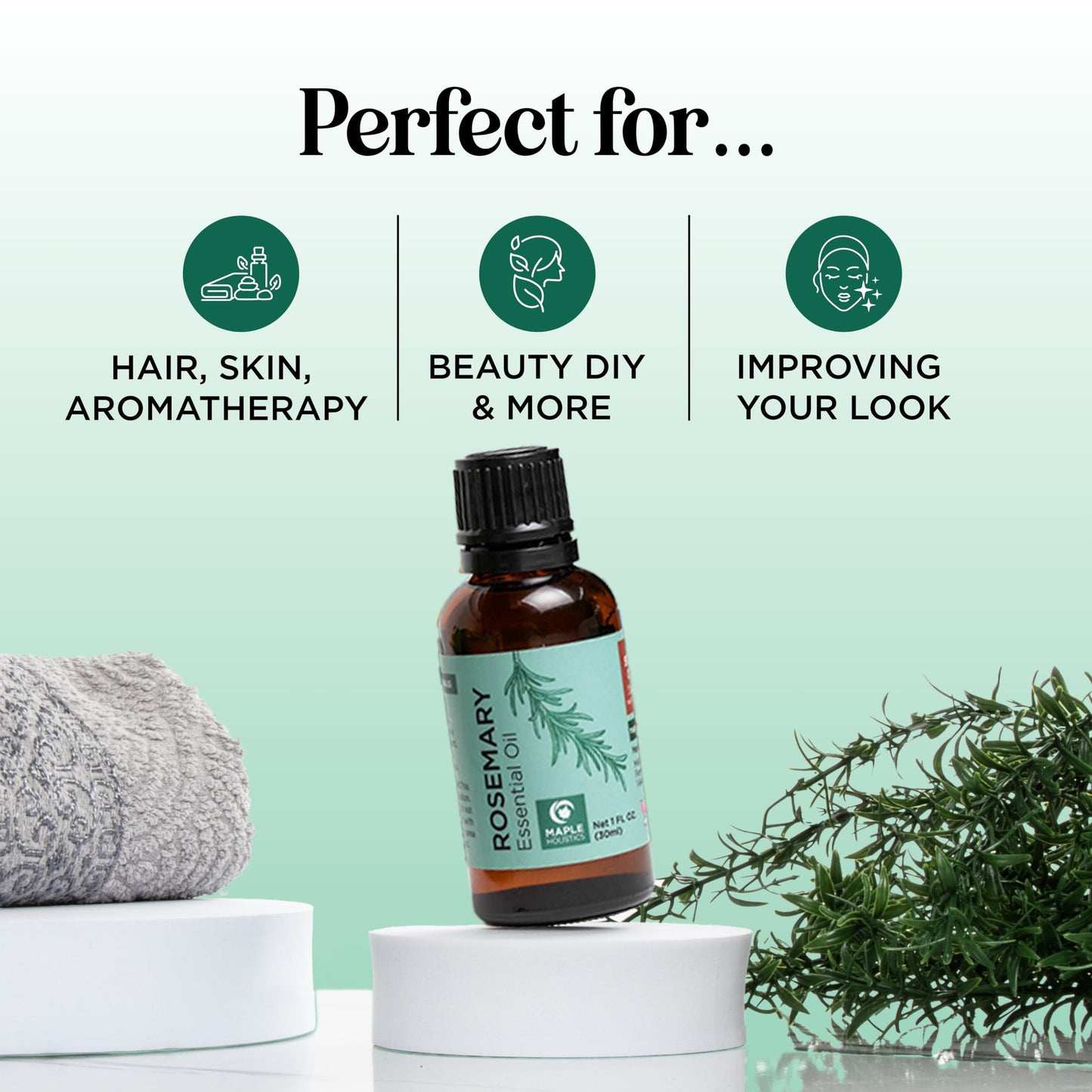 Pure Rosemary Oil for Hair, Skin & Nails | 100% Pure & Undiluted (1 fl oz)