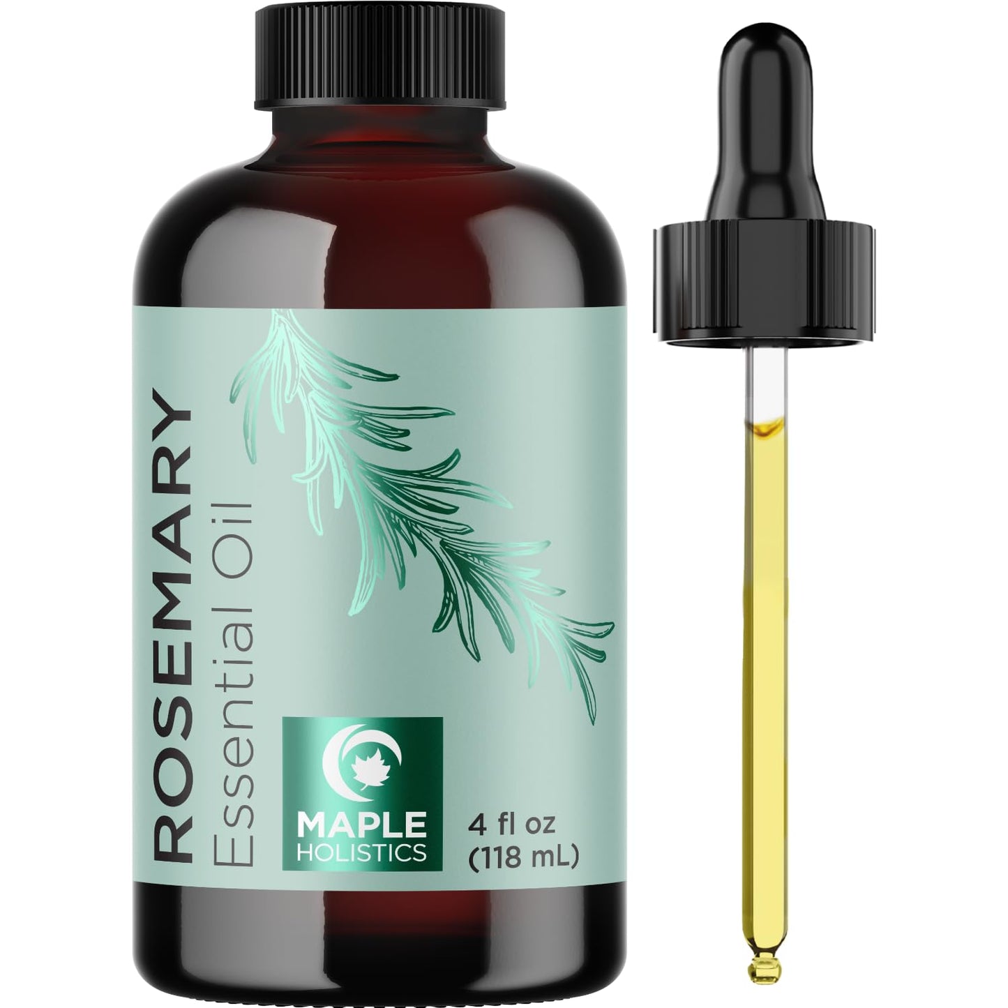 Pure Rosemary Essential Oil with Dropper - Undiluted 4oz for Hair, Skin & Nails