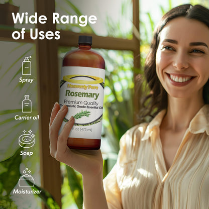 Heavenly Pure Rosemary Essential Oil 16 oz – Diffuser, Hair & Body Care