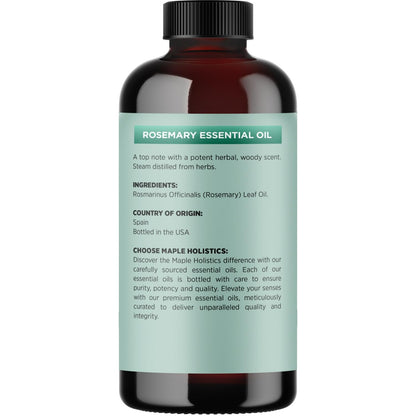 Pure Rosemary Essential Oil 8oz Bulk - Undiluted Rosemary Oil for Hair, Skin, Nails & Aromatherapy
