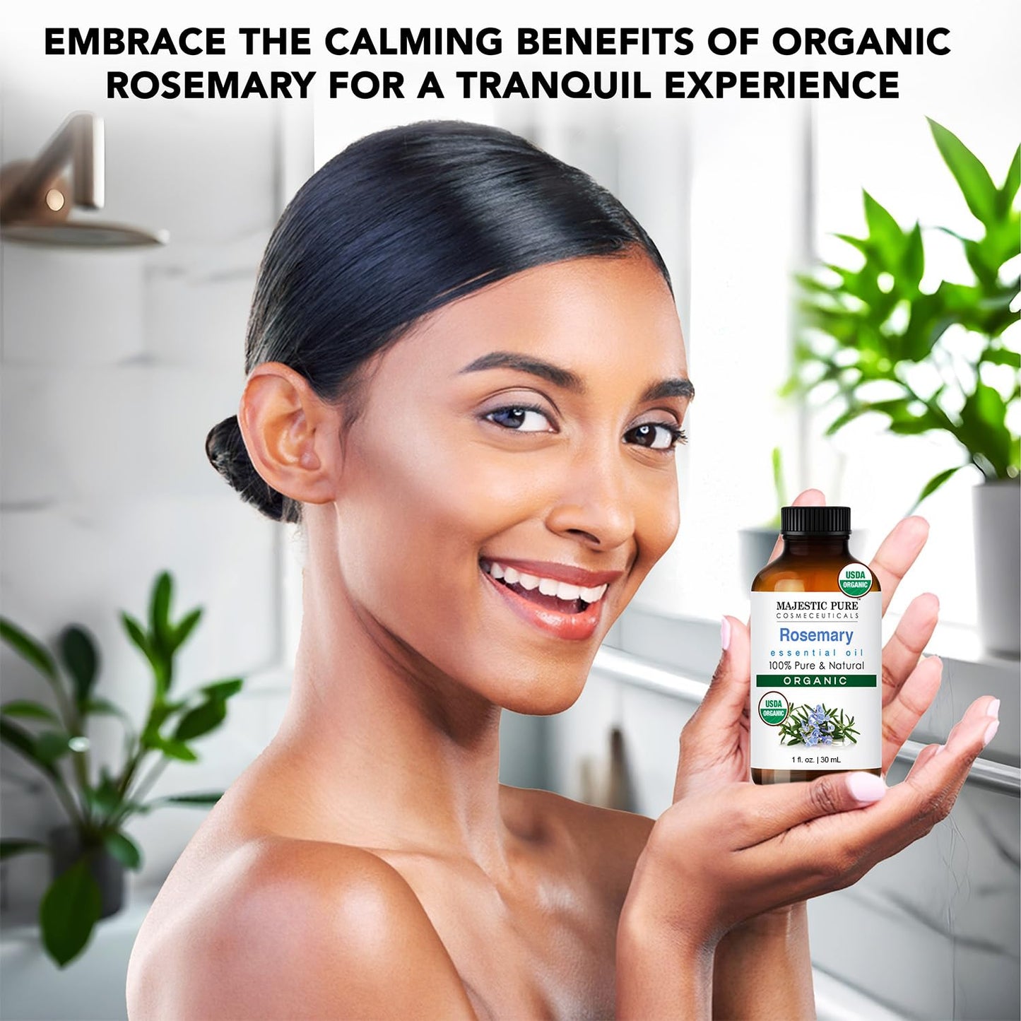 Majestic Pure Organic Rosemary Essential Oil - 100% Pure, 1 fl oz