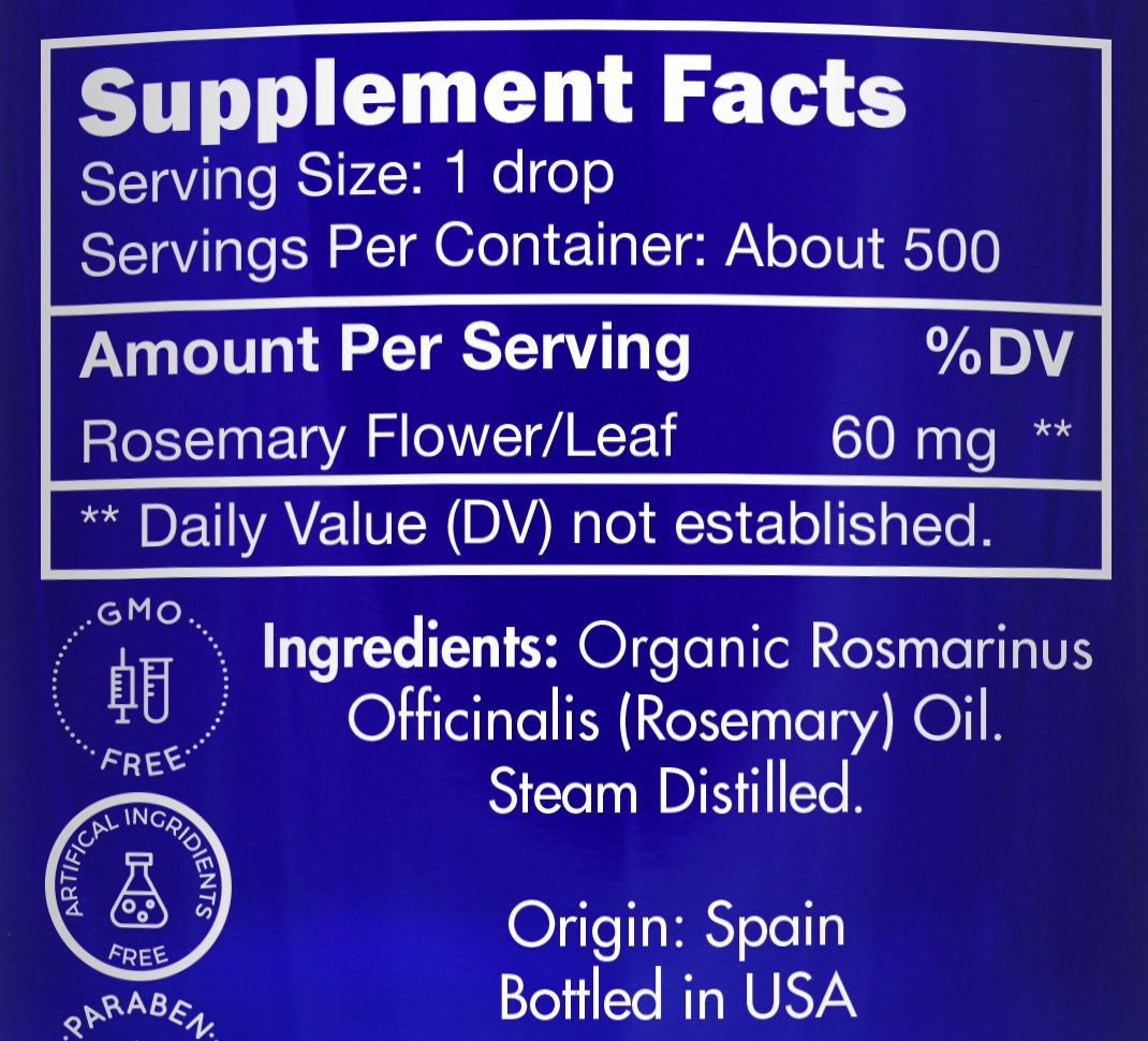 Organic Rosemary Oil – 100% Pure, Food Grade, Edible for Hair Growth | Zongle Therapeutics, 1 OZ