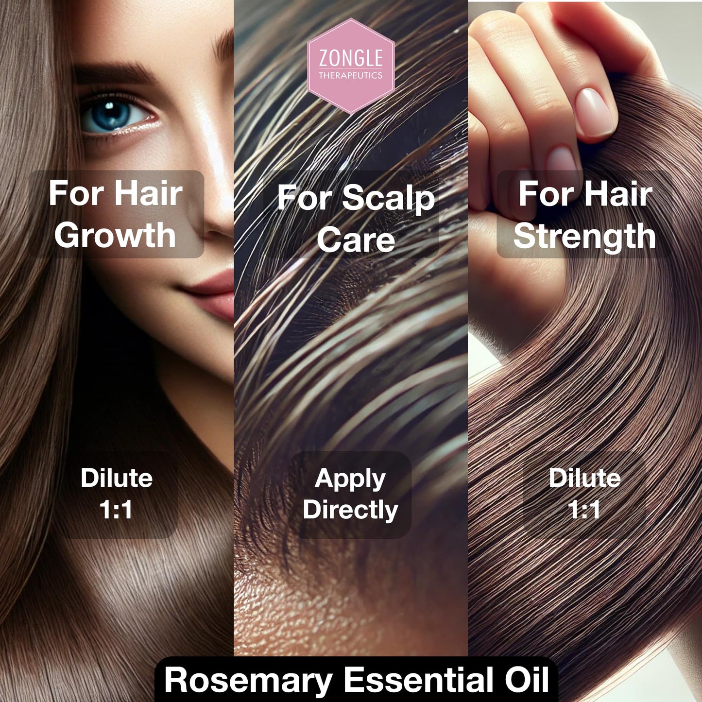 Organic Rosemary Oil – 100% Pure, Food Grade, Edible for Hair Growth | Zongle Therapeutics, 1 OZ