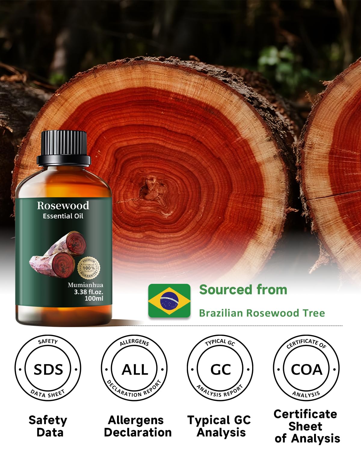 Rosewood Essential Oil – Outdoor Shield & Protective Barrier (3.38 Fl Oz)