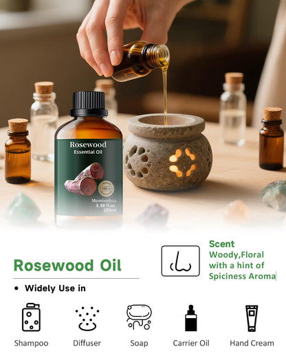 Rosewood Essential Oil – Outdoor Shield & Protective Barrier (3.38 Fl Oz)