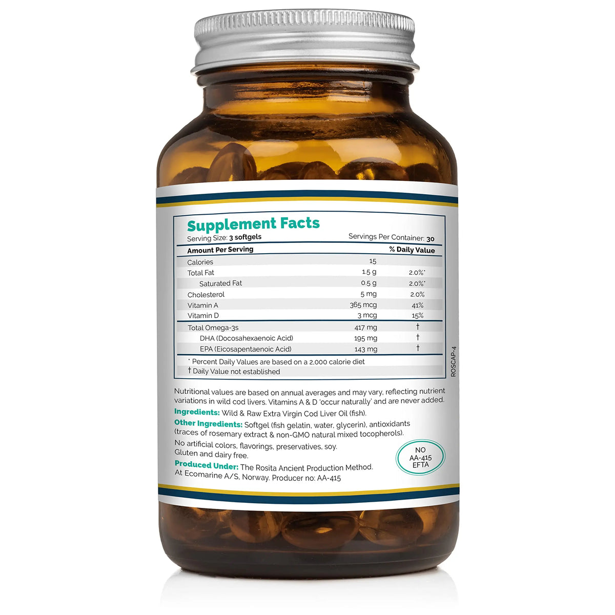 Rosita Extra Virgin Cod Liver Oil Softgels – 90 Count | Rosita Real Foods BritishVita | Premium UK Vitamins & Wellness Supplements