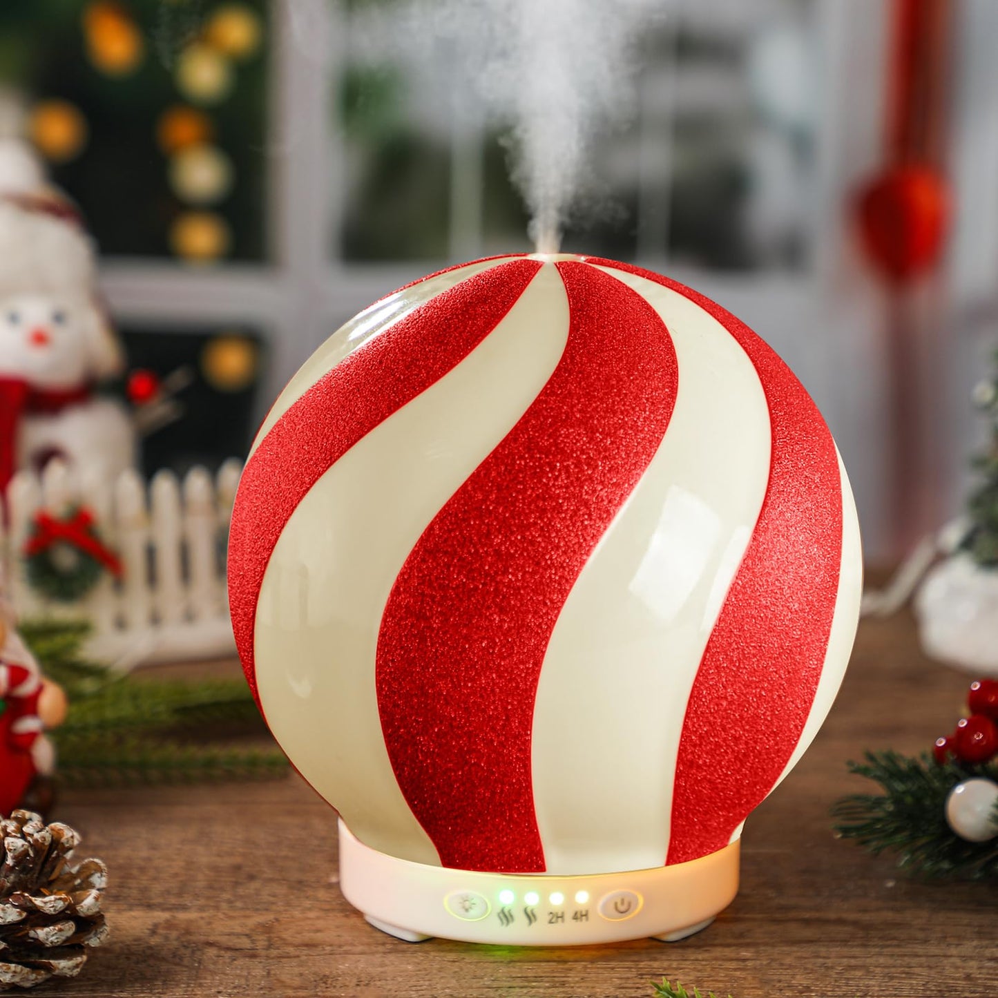 Rossesay Christmas Diffuser 120ml – Candy Cane Ceramic Humidifier