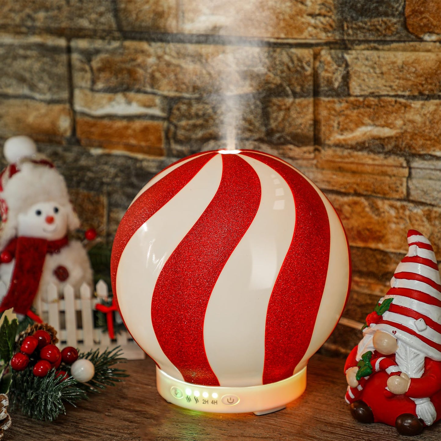 Rossesay Christmas Diffuser 120ml – Candy Cane Ceramic Humidifier