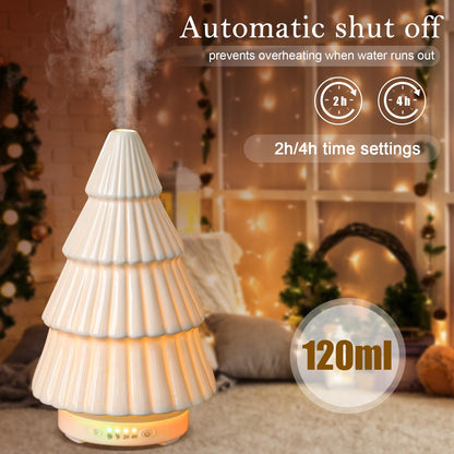 Rossesay Christmas Essential Oil Diffuser – Ceramic 120ml White Christmas Tree