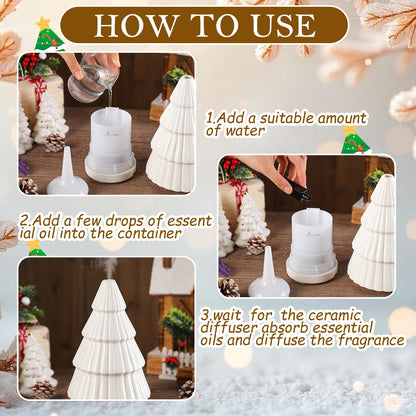Rossesay Christmas Essential Oil Diffuser – Ceramic 120ml White Christmas Tree
