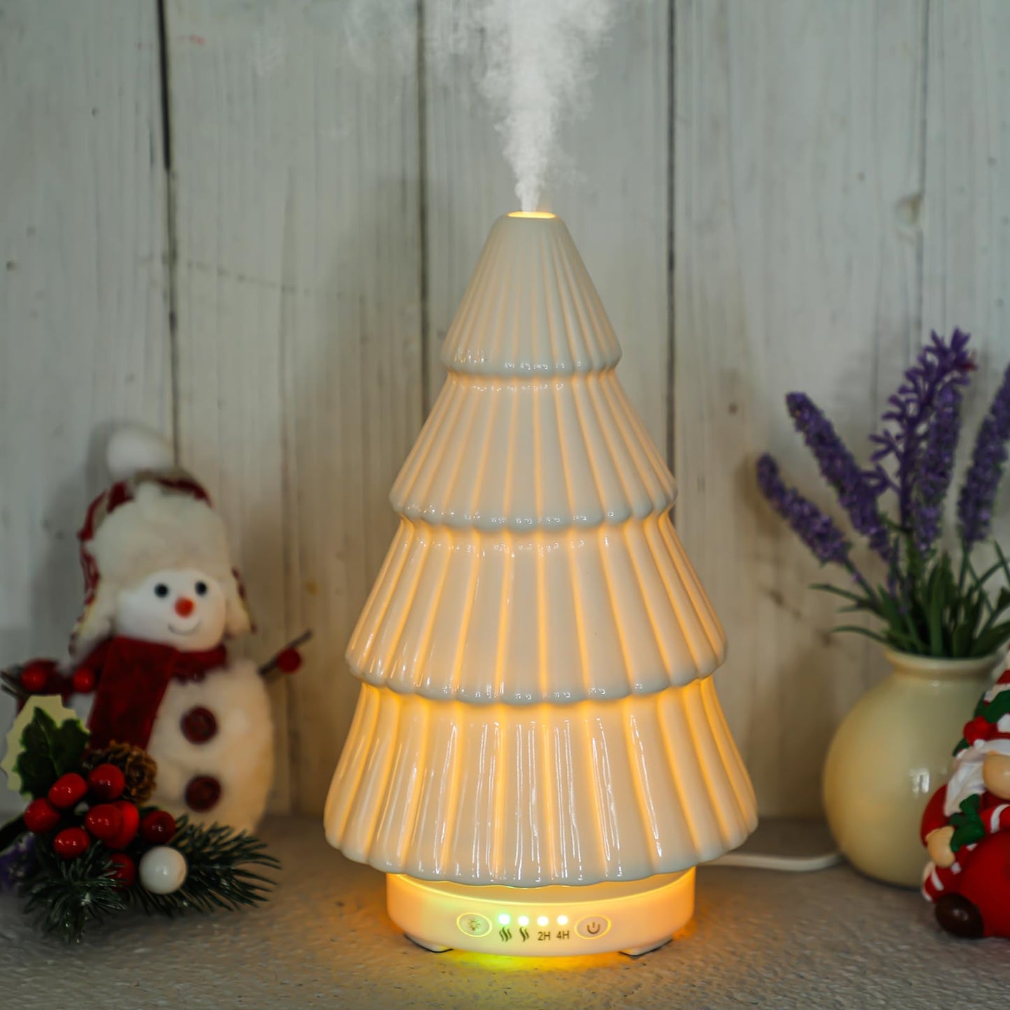 Rossesay Christmas Essential Oil Diffuser – Ceramic 120ml White Christmas Tree
