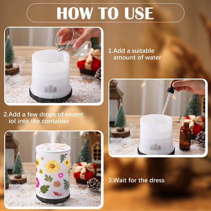 Rossesay Essential Oil Diffuser with Pressed Flower Lamp | 250ml, 7-Color LED, Auto-Off, 3 Mist Modes