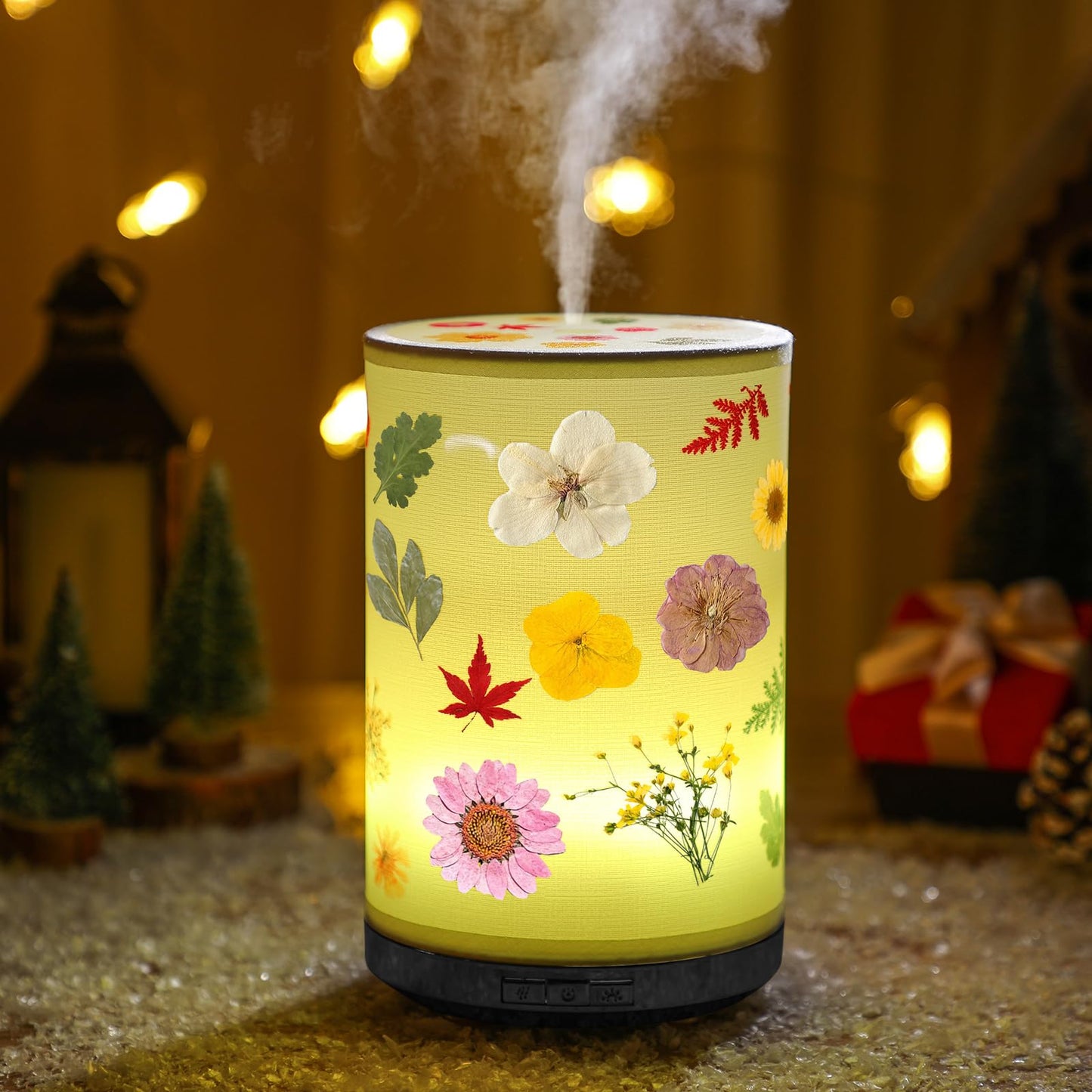 Rossesay Essential Oil Diffuser with Pressed Flower Lamp | 250ml, 7-Color LED, Auto-Off, 3 Mist Modes